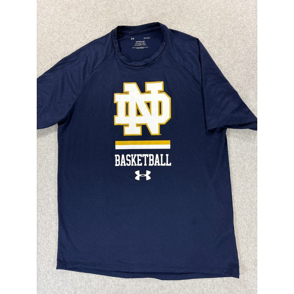 Notre Dame Fighting Irish Under Armour Basketball Tee Shirt (Men's Large) Blue